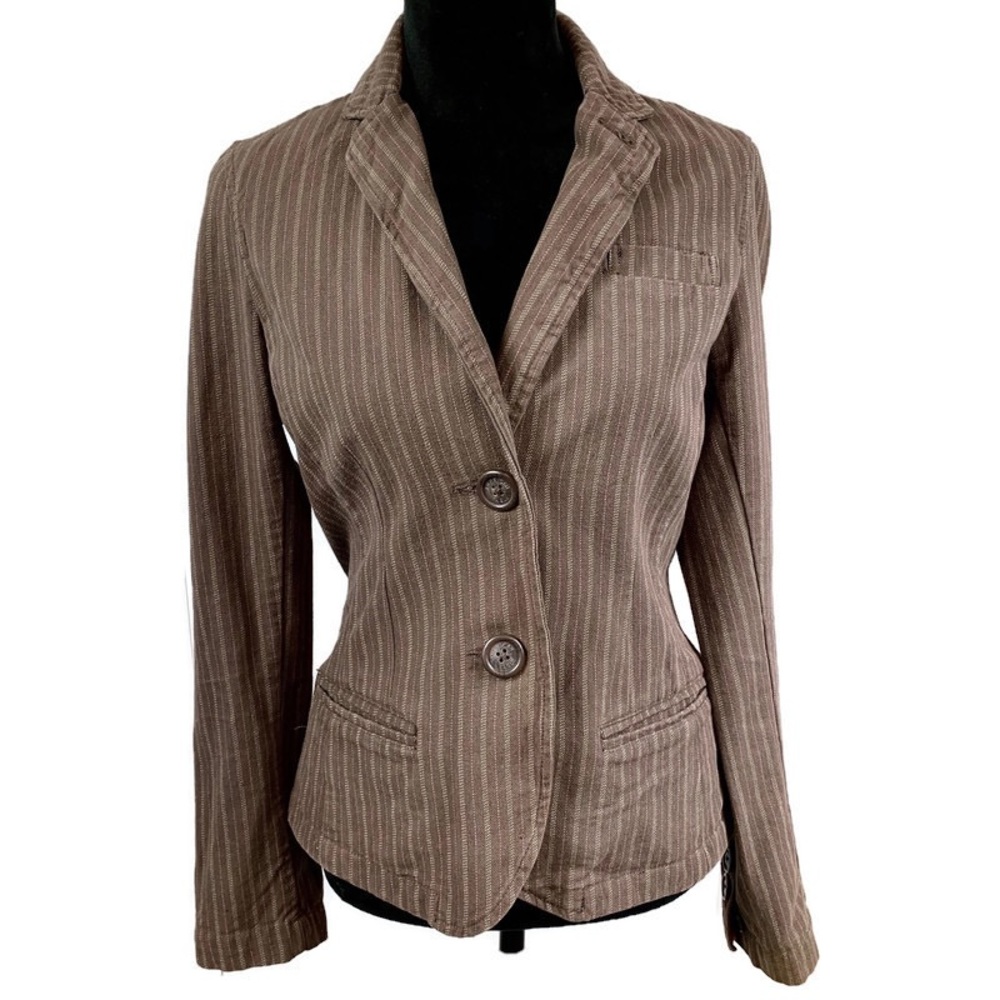 AEO Brown Pink and White Pinstripe Blazer